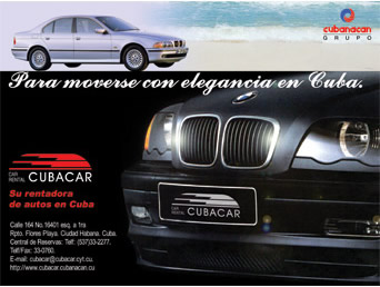 Printed Ad for Cubacar Car Rental agency
