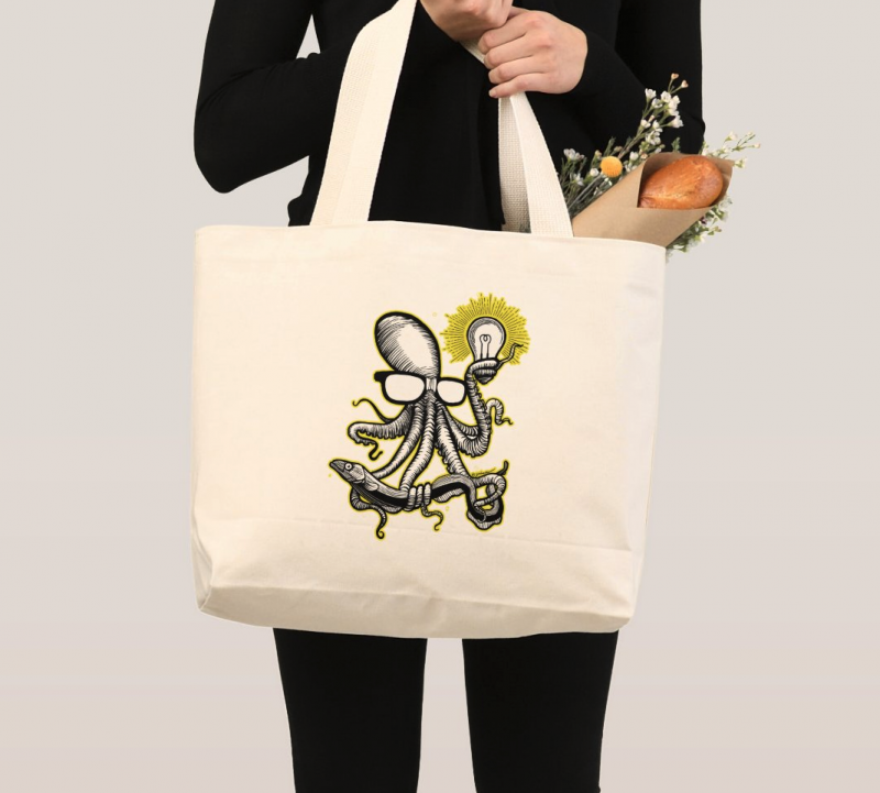 Smart Octopus Discovers Electricity Tote Bag