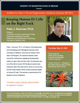 Poster for Institute for Stem Cell and Regenerative Medicine seminar